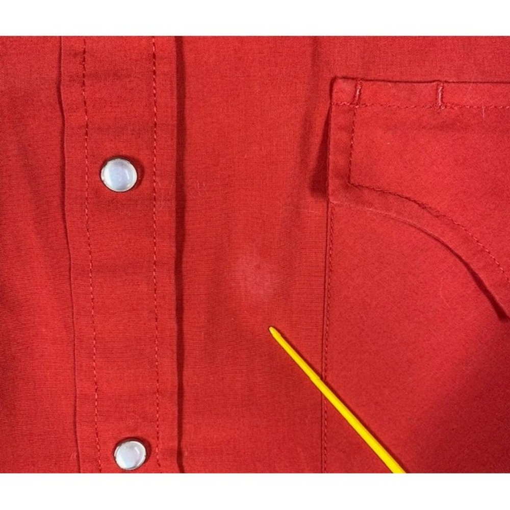 Sheplers Mens Red Short Sleeve Western Snap Button Shirt Size 16 1/2 - Picture 10 of 10